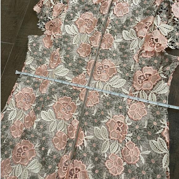 Calvin Klein Floral Embroidered Cap Sleeves Lace Sheath Dress Size 14 - Picture 10 of 11